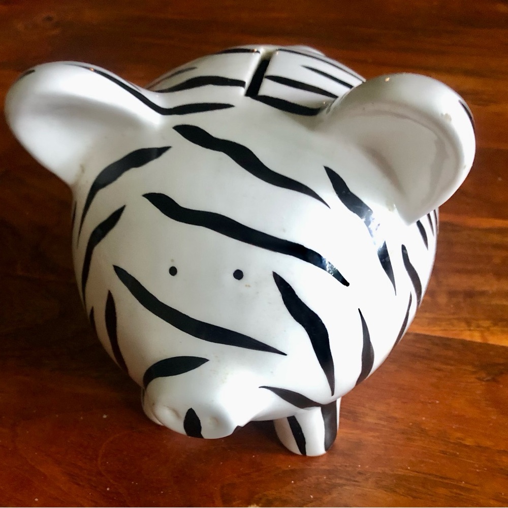 Ceramic Zebra Print Piggy Bank